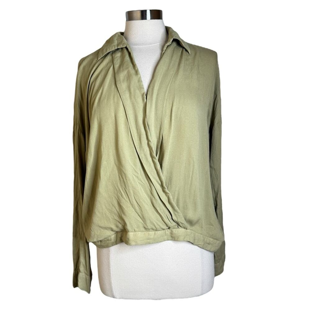 Revolve Young Fabulous and‎ Broke Soho Faux Wrap Top in Cactus Womens Size Small